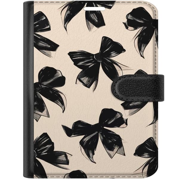 Kompatibel Tegnebogsetui til Apple iPhone Duo Sorte rosetter på beige baggrund i elegant grafisk mønster beige