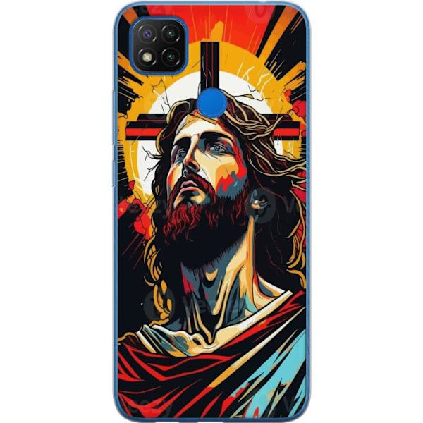 Xiaomi Redmi 9C NFC Läpinäkyvä kuori Jeesus ja Kortti - usk