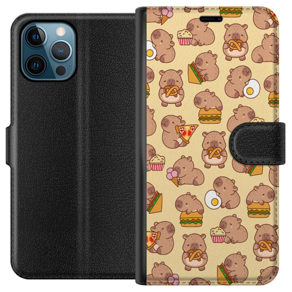 Apple iPhone 12 Pro Max Tegnebogsetui Kawaii capybara mobilcover med flere søde figurer