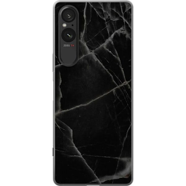 Sony Xperia 5 V Läpinäkyvä kuori Musta marmori