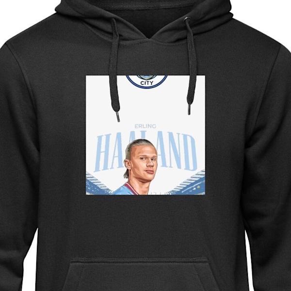 Barn-Hoodie | Mjuk Huvtröja för Barn Erling Haaland svart 9-11 År