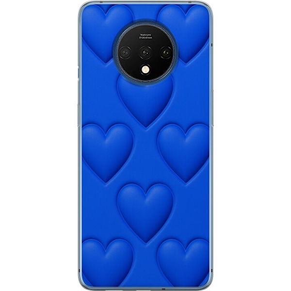 OnePlus 7T Läpinäkyvä kuori Siniset Sydämet