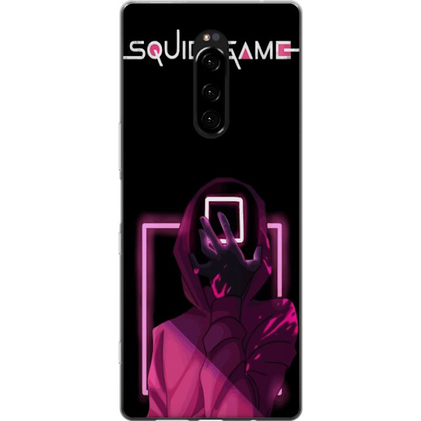 Sony Xperia 1 Läpinäkyvä kuori Squid Game Teema Suosittu Sarja Motiivi Graafinen Ikoninen Suunnittelu Aasialainen Popkulttuuri Jännitys Draama
