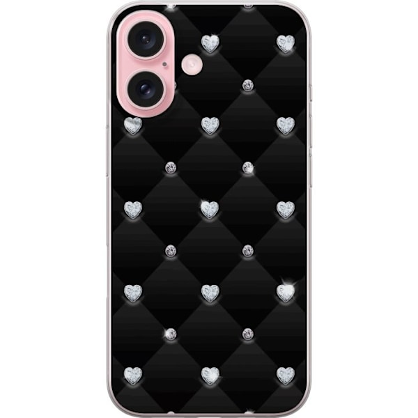 Apple iPhone 16 Gennemsigtig cover Diamant Hjerte