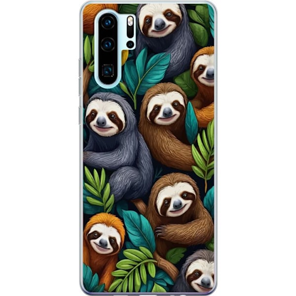 Huawei P30 Pro Läpinäkyvä kuori Sengångarstil - rentoutunut muotoilu söpöllä laiskiaalla