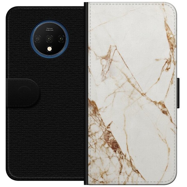 OnePlus 7T Tegnebogsetui Hvid marmor