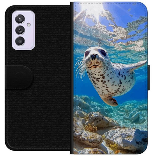 Samsung Galaxy A82 5G Plånboksfodral Säl Hav Simmande Djurmotiv Natur Vattenmotiv Blå Design Marint Tema Populärt Motiv Djurliv
