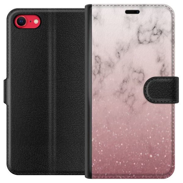 Apple iPhone 8 Tegnebogsetui Blødt Pink Marmor