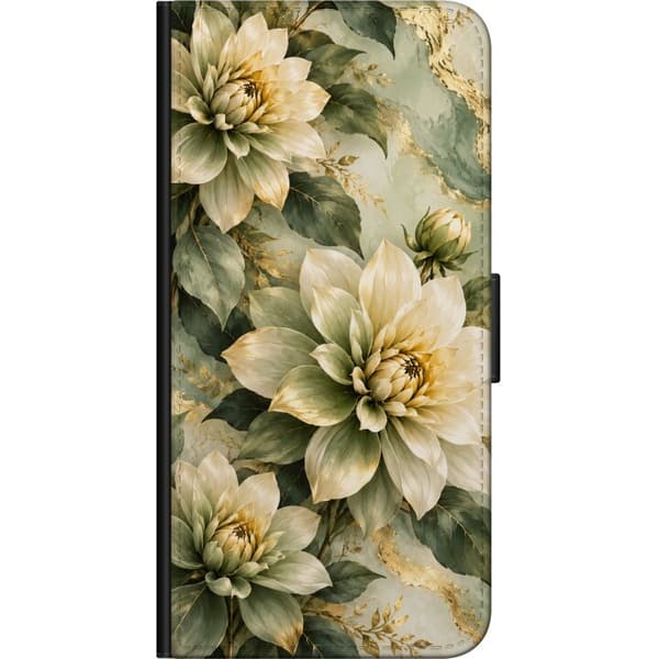 Kompatibel Tegnebogsetui til Xiaomi Redmi Note 8 Pro  Elfenbensdahliaer grøn