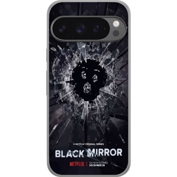 Google Pixel 9 Pro XL Läpinäkyvä kuori Black Mirror Sci-Fi Netflix -sarja Dystopia Teknologia Cyberpunk Synkkä TV Videopeli Teema