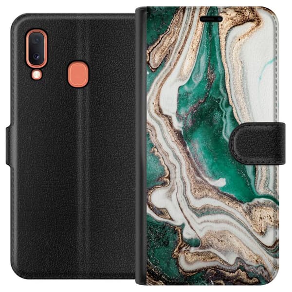 Kompatibelt Plånboksfodral till Samsung Galaxy A20e Grön