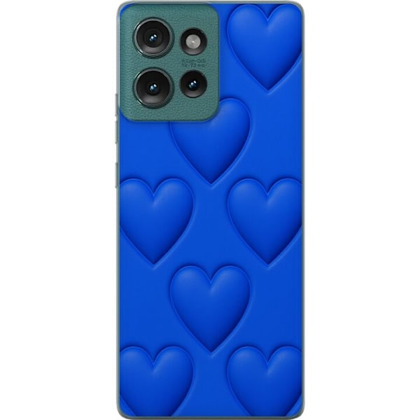 Motorola Edge 50 Läpinäkyvä kuori Siniset Sydämet