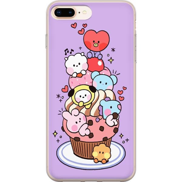 Kompatibel Mobilcover til Apple iPhone 8 Plus Sød cupcake med kawaii-dyr og hjerter