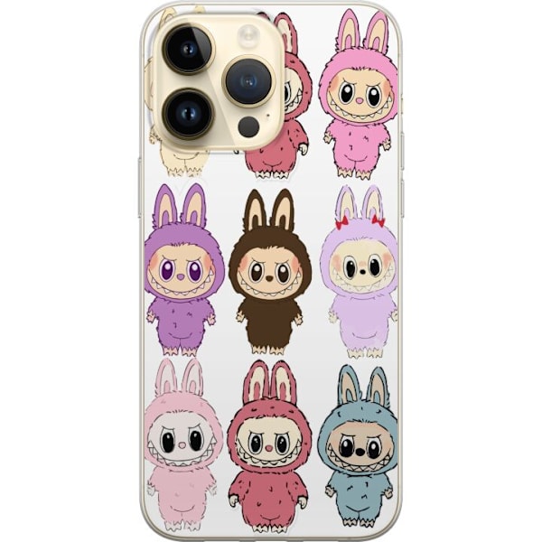 Apple iPhone 15 Pro Max Läpinäkyvä kuori Labubu Pink Monste