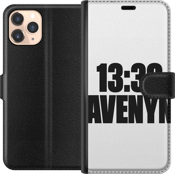 Kompatibel Tegnebogsetui til Apple iPhone 11 Pro 13:30 Avenyn hvid typografi på sort baggrund med grafisk tekstdesign sort