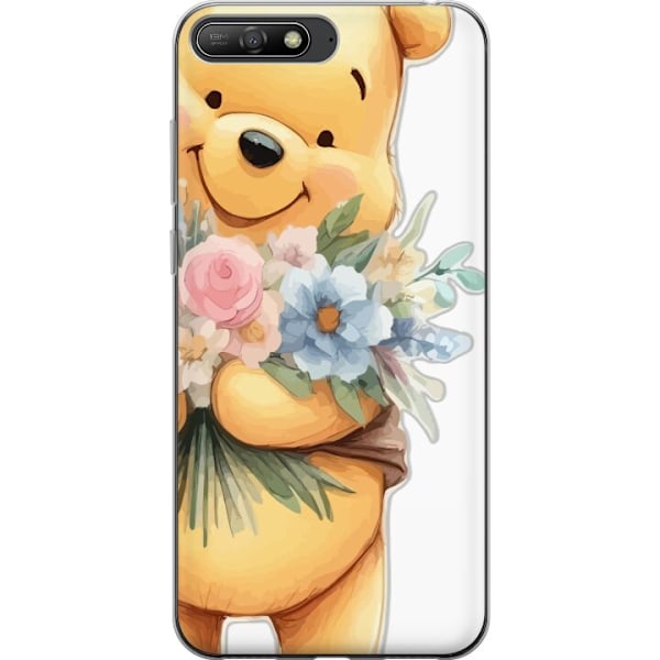Huawei Y6 (2018) Gennemsigtig cover Nalle Puh med blomster - k