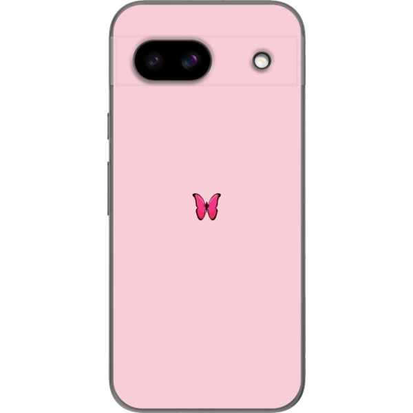 Google Pixel 8a Gennemsigtig cover Pink sommerfugl