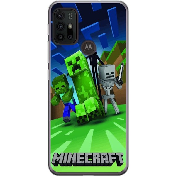 Motorola Moto G30 Läpinäkyvä kuori Minecraft Creeper mobilskal i klassisk grön pixelstil