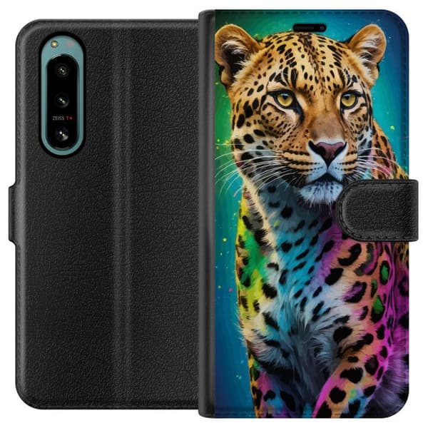 Kompatibel Tegnebogsetui til Sony Xperia 5 IV Leopard