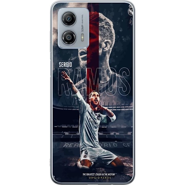 Motorola Moto G53 Läpinäkyvä kuori Ramos Jalkapallolegenda Motiivi Pelaaja Real Madrid Espanja Takaisin Ikoni Nimi Jalkapallotähti Urheilu