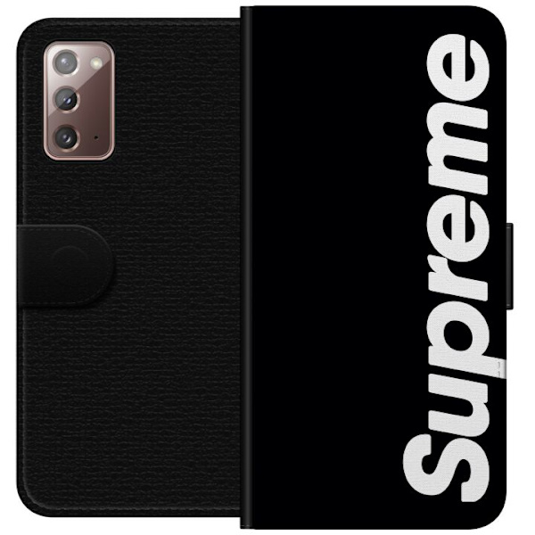 Samsung Galaxy Note20 Tegnebogsetui Supreme Sort Hvid Streetwear Design Klassisk Modeikon Trend Urban Stil Grafiskt Motiv Populær