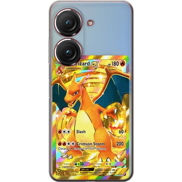 Kompatibelt Mobildeksel til Asus Zenfone 9 GyllenCharizard EX samlerkort med regnbueeffekter gull