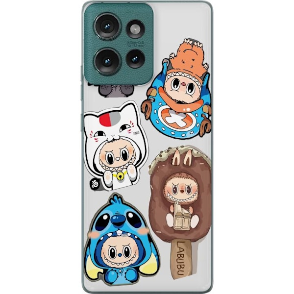 Motorola Edge 50 Gjennomsiktig deksel Labubu figure samling - Pop Mart Labubu The Monsters i fargerik design