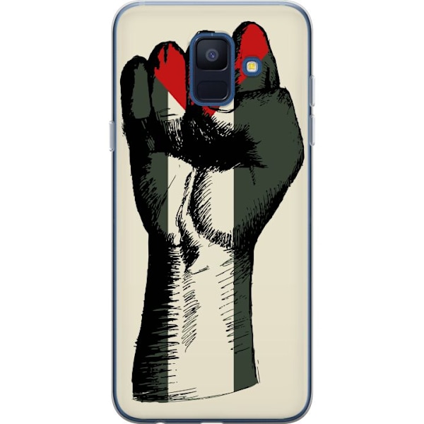 Samsung Galaxy A6 (2018) Genomskinligt Skal Hand knuten i Palestinas färger – kraftfull symbol för frihetsrörelsen