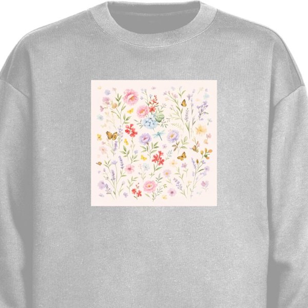 Sweatshirt for Barn | Myk og Klassisk Collegegenser Blomster grå one size