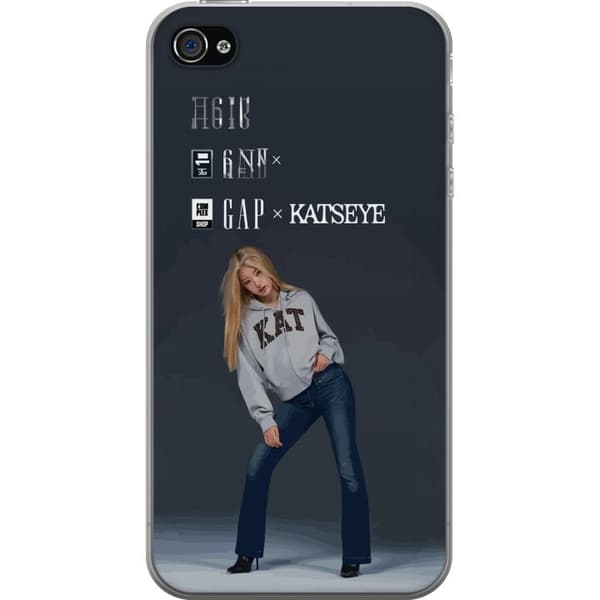 Kompatibel Mobilcover til Apple iPhone 4 KATSEYE blond medlem i grå trøje og blå jeans mod mørkegrå baggrund i moderne modefotografering grå