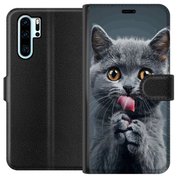 Kompatibelt Lommeboketui til Huawei P30 Pro Katt