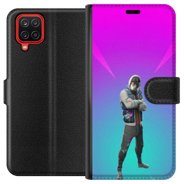 Samsung Galaxy A12 Tegnebogsetui sort ridder fortnite