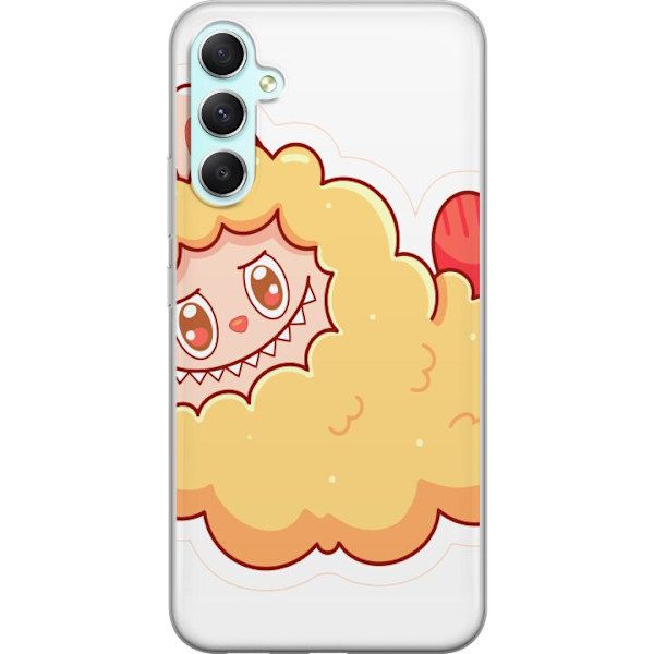 Samsung Galaxy A34 Genomskinligt Skal Labubu Tvättbjörn Pop Mart Figur Samlarobjekt Söt Design Populärt Motiv Art Toy Kreativ Figurserie