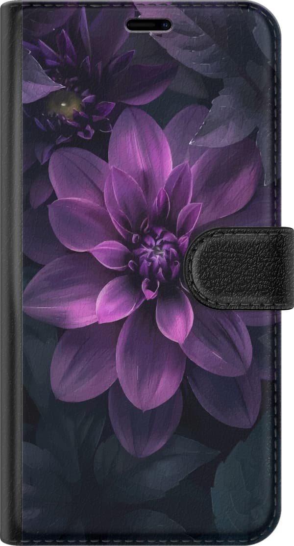 Kompatibel Tegnebogsetui til Apple iPhone 17 Dramatisk lilla blomst i nærbillede med bløde skygger og dybde, perfekt til natur og farverigt design