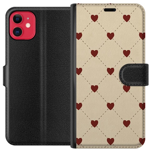 Apple iPhone 11 Tegnebogsetui Hjertegitter