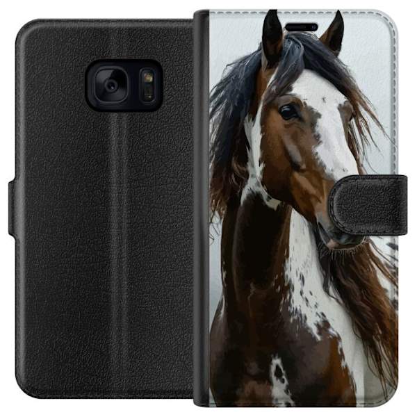 Samsung Galaxy S7 Lompakkokotelo Hevonen Eläimet Aihe Graafinen Suunnittelu Luonto Vahva Aihe Suosittu Taide Eläinten Teema Ratsastus