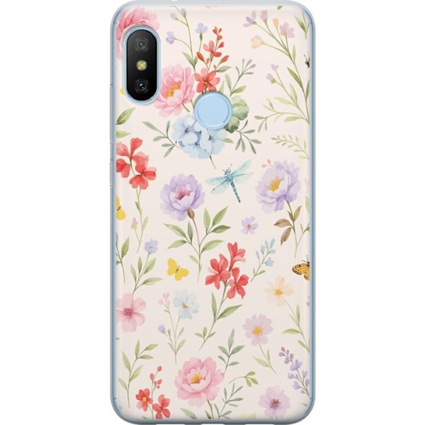 Xiaomi Mi A2 Lite Läpinäkyvä kuori Kukat