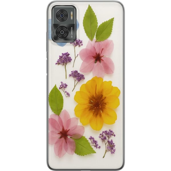 Motorola Moto E22i Gjennomsiktig deksel Pressede blomster