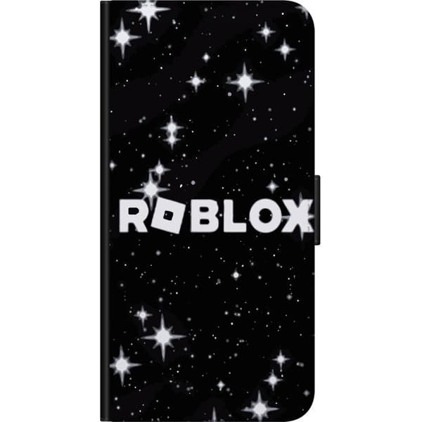 Kompatibel Tegnebogsetui til Samsung Galaxy A20s Roblox-logo i rummet med stjerner
