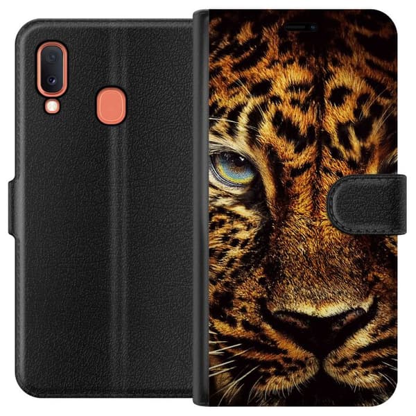 Kompatibelt Lommeboketui til Samsung Galaxy A20e leopard