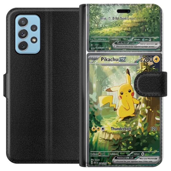 Kompatibel Tegnebogsetui til Samsung Galaxy A72 5G Pikachu grøn