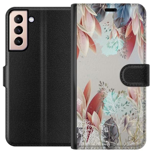 Kompatibelt Plånboksfodral till Samsung Galaxy S21 Blommor