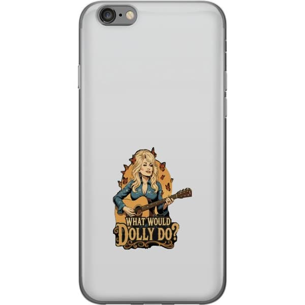 Kompatibelt Mobilskal till Apple iPhone 6 Dolly Parton med gitarr och fjärilar grå