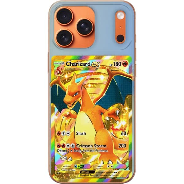 Kompatibelt Mobildeksel til Apple iPhone 17 Pro Max GyllenCharizard EX samlerkort med regnbueeffekter gull