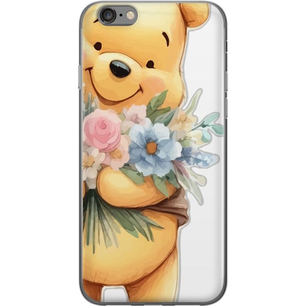 Apple iPhone 6s Genomskinligt Skal Nalle Puh med blommor – klassisk barnfavorit i blommande vårmiljö