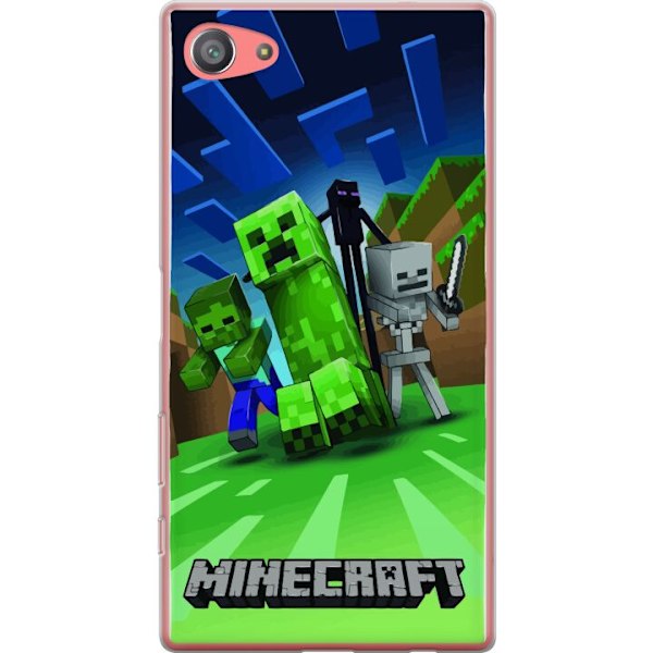 Sony Xperia Z5 Compact Gennemsigtig cover Minecraft Creeper mobilskal i klassisk grön pixelstil