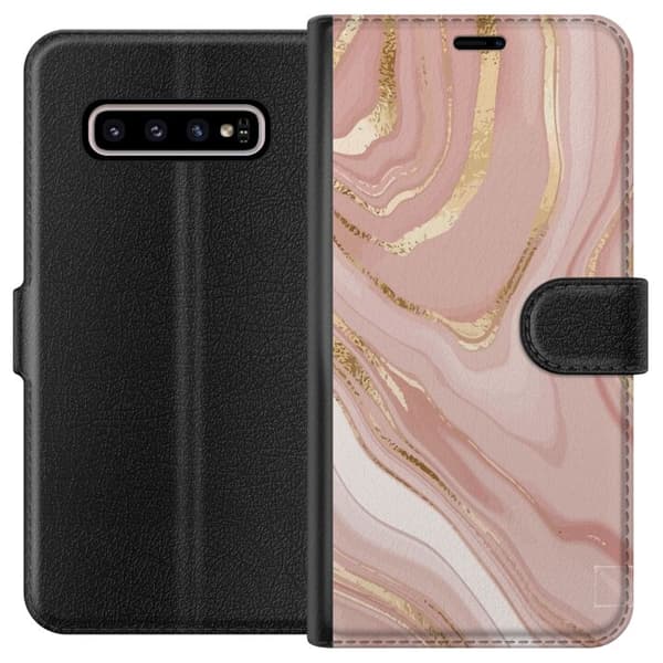 Kompatibelt Lommeboketui til Samsung Galaxy S10+ Marmor Gull