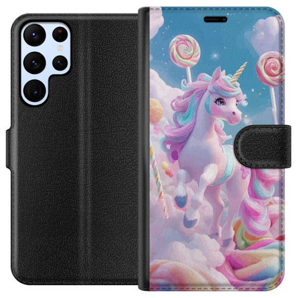 Samsung Galaxy S24 Ultra Tegnebogsetui Enhjørning Candy Pastel Kawaii Motiv Sød Populær Farve Grafisk Trend Børne Motiv Fantasy Art