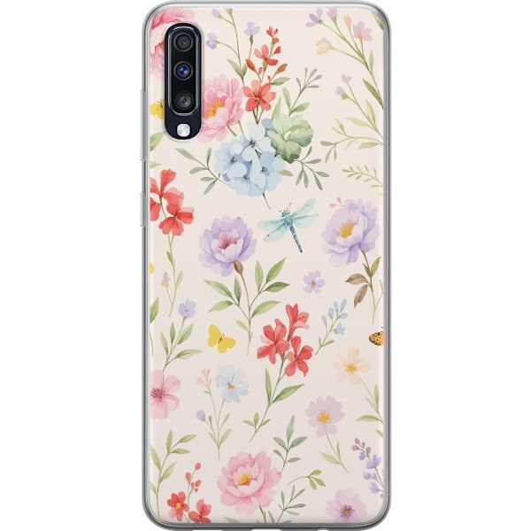 Samsung Galaxy A70 Läpinäkyvä kuori Kukat