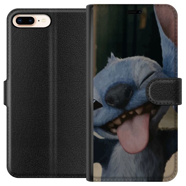 Apple iPhone 7 Plus Tegnebogsetui Stitch Sød Alien - Blå Fav
